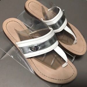 COACH Eileen Turnlock Slide Sandals Flip Flops Thong Chalk/ Silver Size 7.5B
